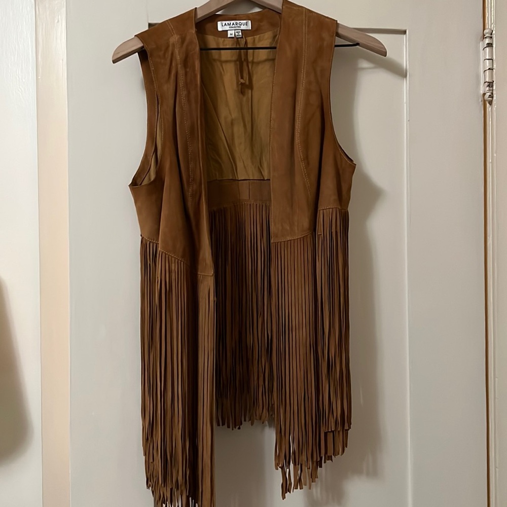 Genuine leather Suede fringe vest
